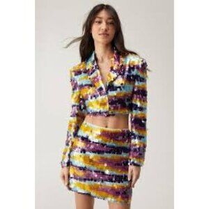 Sequin Striped Two-Piece Set By Nasty Gal Sz 6 NWT